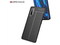 Soft TPU Case mit Design aus feinem veganen Leder für Oppo Find X2 stabil mit erhöhten Rändern und Kanten in blau von Screenguard