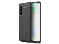 Soft TPU Case mit Design aus feinem veganen Leder für Oppo Find X2 Neo stabil mit erhöhten Rändern und Kanten in schwarz von Screenguard