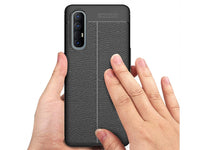 Soft TPU Case mit Design aus feinem veganen Leder für Oppo Find X2 Neo stabil mit erhöhten Rändern und Kanten in schwarz von Screenguard