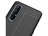 Soft TPU Case mit Design aus feinem veganen Leder für Oppo Find X2 Neo stabil mit erhöhten Rändern und Kanten in schwarz von Screenguard