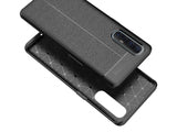 Soft TPU Case mit Design aus feinem veganen Leder für Oppo Find X2 Neo stabil mit erhöhten Rändern und Kanten in schwarz von Screenguard