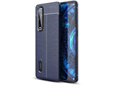 Soft TPU Case mit Design aus feinem veganen Leder für Oppo Find X2 Pro stabil mit erhöhten Rändern und Kanten in blau von Screenguard