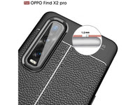 Soft TPU Case mit Design aus feinem veganen Leder für Oppo Find X2 Pro stabil mit erhöhten Rändern und Kanten in blau von Screenguard