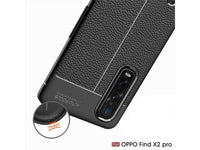 Soft TPU Case mit Design aus feinem veganen Leder für Oppo Find X2 Pro stabil mit erhöhten Rändern und Kanten in blau von Screenguard