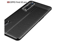 Soft TPU Case mit Design aus feinem veganen Leder für Oppo Find X2 Pro stabil mit erhöhten Rändern und Kanten in blau von Screenguard