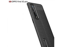 Soft TPU Case mit Design aus feinem veganen Leder für Oppo Find X2 Pro stabil mit erhöhten Rändern und Kanten in blau von Screenguard