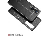 Soft TPU Case mit Design aus feinem veganen Leder für Oppo Find X2 Pro stabil mit erhöhten Rändern und Kanten in blau von Screenguard