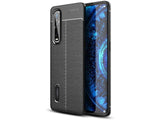 Soft TPU Case mit Design aus feinem veganen Leder für Oppo Find X2 Pro stabil mit erhöhten Rändern und Kanten in schwarz von Screenguard