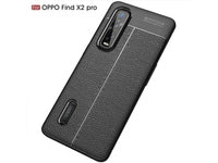 Soft TPU Case mit Design aus feinem veganen Leder für Oppo Find X2 Pro stabil mit erhöhten Rändern und Kanten in schwarz von Screenguard