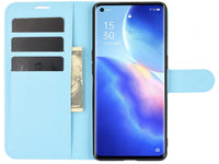 Lederhülle Karten Wallet Ledertasche Etui für Oppo Find X3 Lite in hellblau von Screenguard