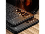 Soft TPU Case mit Design aus feinem veganen Leder für Oppo Find X3 Neo stabil mit erhöhten Rändern und Kanten in schwarz von Screenguard