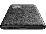 Soft TPU Case mit Design aus feinem veganen Leder für Oppo Find X3 Neo stabil mit erhöhten Rändern und Kanten in schwarz von Screenguard