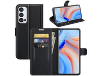 Lederhülle Portemonnaie Karten Ledertasche für Oppo Find X3 Neo in schwarz von Screenguard