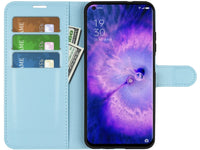 Lederhülle Karten Wallet Ledertasche Etui für Oppo Find X5 in hellblau von Screenguard