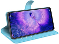 Lederhülle Karten Wallet Ledertasche Etui für Oppo Find X5 in hellblau von Screenguard