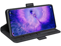 Veganes Flip Case Leder Etui Hülle mit Karten Fächer und Sichtfenster für Oppo Find X5 in schwarz von Screenguard