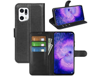 Lederhülle Portemonnaie Karten Ledertasche für Oppo Find X5 in schwarz von Screenguard