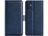 Veganes Flip Case Leder Etui Hülle mit Karten Fächer und Sichtfenster für Oppo Find X5 Lite in dunkelblau von Screenguard