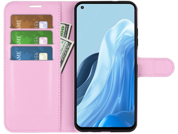 Lederhülle Portemonnaie Karten Ledertasche für Oppo Find X5 Lite in rosa von Screenguard