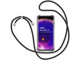 Necklace Handy Hülle mit Kordel Kette schwarz zum Tragen des Oppo Find X5 am Körper wie Handtasche Lanyard, stabil mit erhöhten Rändern und Kanten in transparent von Screenguard