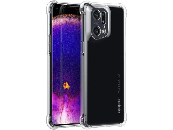 Hoch transparenter TPU Gummi Schutz Handy Hülle Clear Case klar mit verstärkten Schutzecken Bumper für das Oppo Find X5 Pro Display und Gehäuse in transparent von Screenguard