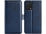 Veganes Flip Case Leder Etui Hülle mit Karten Fächer und Sichtfenster für Oppo Find X5 Pro in dunkelblau von Screenguard