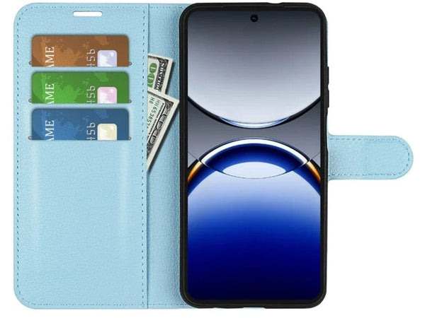 Lederhülle Portemonnaie Karten Ledertasche für Oppo Find X8 Pro 5G in hellblau von Screenguard