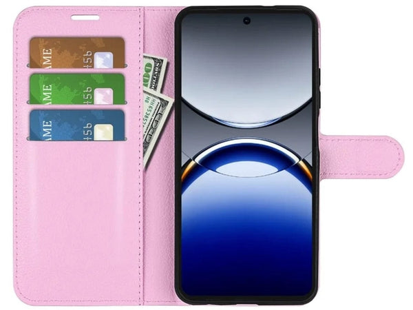 Lederhülle Portemonnaie Karten Ledertasche für Oppo Find X8 Pro 5G in rosa von Screenguard