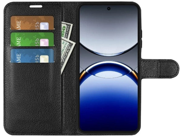 Lederhülle Portemonnaie Karten Ledertasche für Oppo Find X8 Pro 5G in schwarz von Screenguard