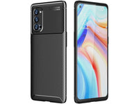 Hochwertig stabile Soft TPU Smartphone Handy Hülle im Carbon Design für Oppo Reno4 Pro 5G zum Schutz des Display und Gehäuse Cover in schwarz von Screenguard