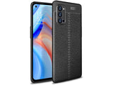 Soft TPU Case mit Design aus feinem veganen Leder für Oppo Reno4 Pro 5G stabil mit erhöhten Rändern und Kanten in schwarz von Screenguard