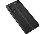 Soft TPU Case mit Design aus feinem veganen Leder für Oppo Reno4 Pro 5G stabil mit erhöhten Rändern und Kanten in schwarz von Screenguard