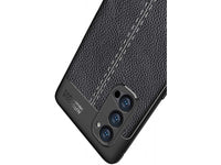 Soft TPU Case mit Design aus feinem veganen Leder für Oppo Reno4 Pro 5G stabil mit erhöhten Rändern und Kanten in schwarz von Screenguard