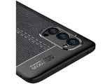 Soft TPU Case mit Design aus feinem veganen Leder für Oppo Reno4 Pro 5G stabil mit erhöhten Rändern und Kanten in schwarz von Screenguard