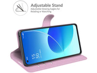 Lederhülle Karten Wallet Ledertasche Etui für Oppo Reno6 5G in rosa von Screenguard