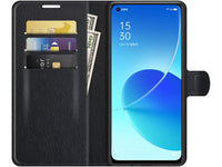 Lederhülle Karten Wallet Ledertasche Etui für Oppo Reno6 5G in schwarz von Screenguard