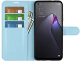 Lederhülle Karten Wallet Ledertasche Etui für Oppo Reno8 5G in hellblau von Screenguard