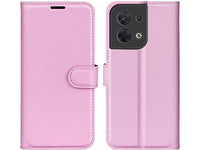 Lederhülle Karten Wallet Ledertasche Etui für Oppo Reno8 5G in rosa von Screenguard