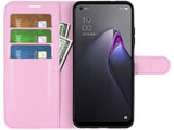 Lederhülle Karten Wallet Ledertasche Etui für Oppo Reno8 5G in rosa von Screenguard