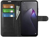 Lederhülle Karten Wallet Ledertasche Etui für Oppo Reno8 5G in schwarz von Screenguard