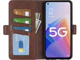 Veganes Flip Case Leder Etui Hülle mit Karten Fächer und Sichtfenster für Oppo Reno8 Lite 5G in mokka von Screenguard