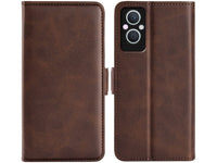 Veganes Flip Case Leder Etui Hülle mit Karten Fächer und Sichtfenster für Oppo Reno8 Lite 5G in mokka von Screenguard