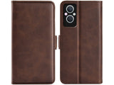 Veganes Flip Case Leder Etui Hülle mit Karten Fächer und Sichtfenster für Oppo Reno8 Lite 5G in mokka von Screenguard