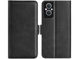 Veganes Flip Case Leder Etui Hülle mit Karten Fächer und Sichtfenster für Oppo Reno8 Lite 5G in schwarz von Screenguard