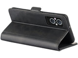 Veganes Flip Case Leder Etui Hülle mit Karten Fächer und Sichtfenster für Oppo Reno8 Lite 5G in schwarz von Screenguard