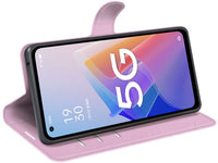 Lederhülle Karten Wallet Ledertasche Etui für Oppo Reno8 Lite 5G in rosa von Screenguard