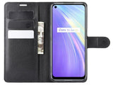 Lederhülle Karten Wallet Ledertasche Etui für Realme 6 in schwarz von Screenguard