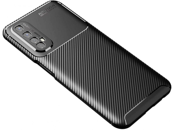 Hochwertig stabile Soft TPU Smartphone Handy Hülle im Carbon Design für Realme 7 zum Schutz des Display und Gehäuse Cover in schwarz von Screenguard