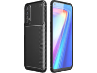 Hochwertig stabile Soft TPU Smartphone Handy Hülle im Carbon Design für Realme 7 zum Schutz des Display und Gehäuse Cover in schwarz von Screenguard