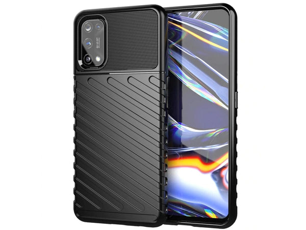 Moderne Design Hülle Cover für das Realme 7 Pro mit Stripes zum Schutz von Kratzern, Dellen, Display aus TPU Gummi in schwarz von Screenguard